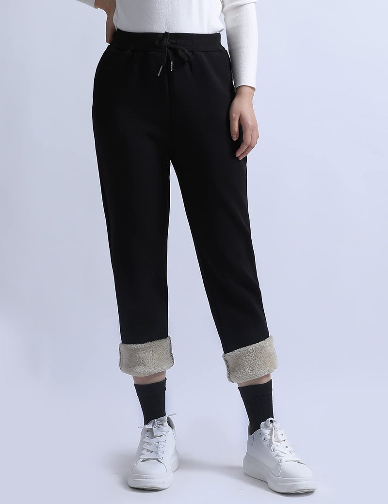 Yeokou Warm Sweatpants Womens Fleece Sherpa Lined Winter Active Running Jogger Pants (Small, Black) - Image 2